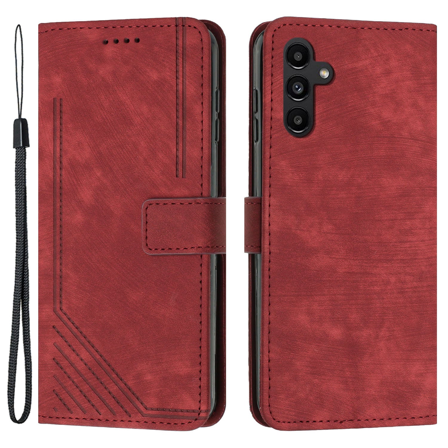 For Samsung Galaxy A35 5G Line Skin-Feel Phone Case Folio PU Leather Cover Wallet - Black For Samsung Galaxy A35 5G Line Skin-Feel Phone Case Folio PU Leather Cover Wallet - Black