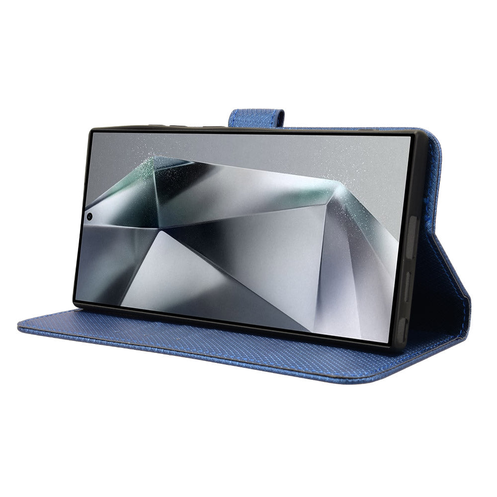 For Samsung Galaxy S24 Ultra Phone Case Wallet Leather Cover Diamond Texture - Blue For Samsung Galaxy S24 Ultra Phone Case Wallet Leather Cover Diamond Texture - Blue