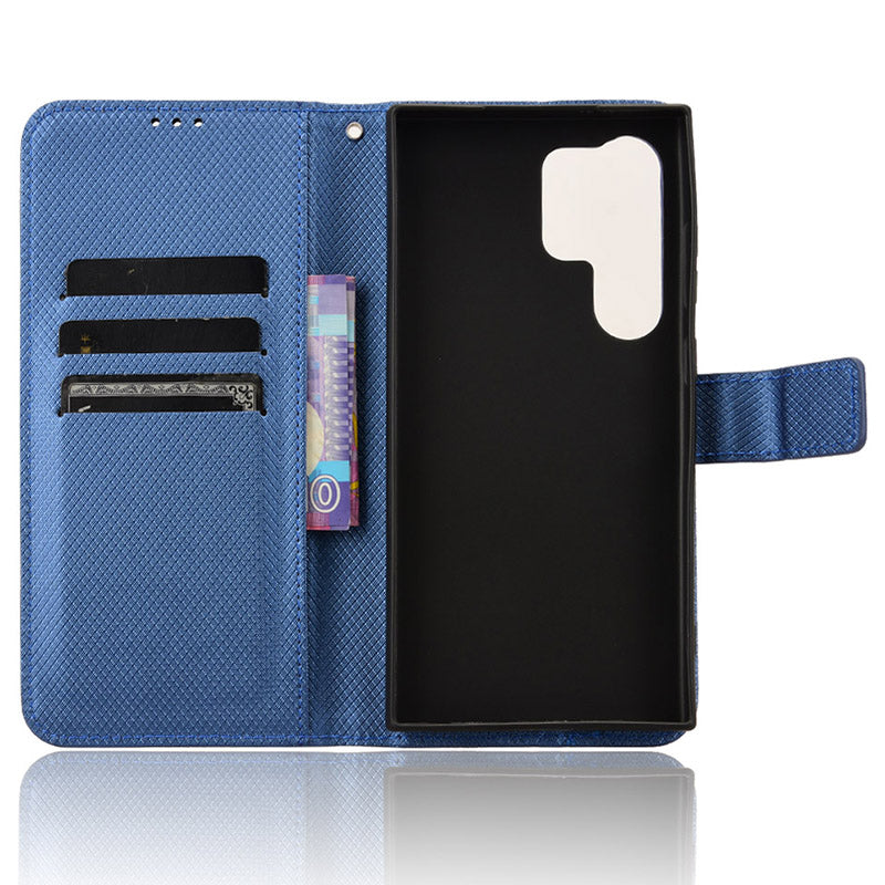 For Samsung Galaxy S24 Ultra Phone Case Wallet Leather Cover Diamond Texture - Blue For Samsung Galaxy S24 Ultra Phone Case Wallet Leather Cover Diamond Texture - Blue