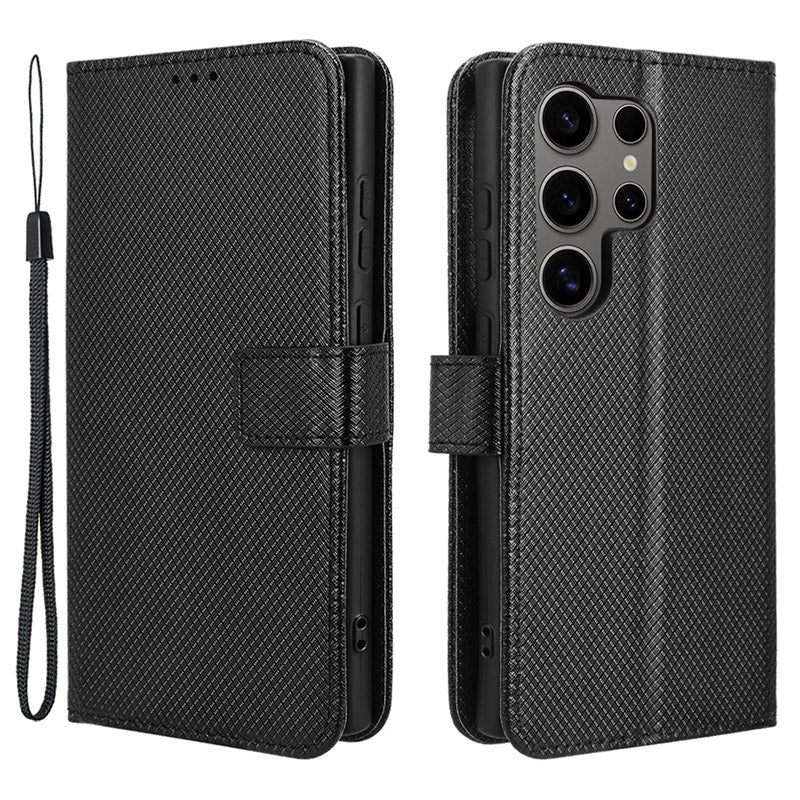 For Samsung Galaxy S24 Ultra Phone Case Wallet Leather Cover Diamond Texture - Blue For Samsung Galaxy S24 Ultra Phone Case Wallet Leather Cover Diamond Texture - Blue