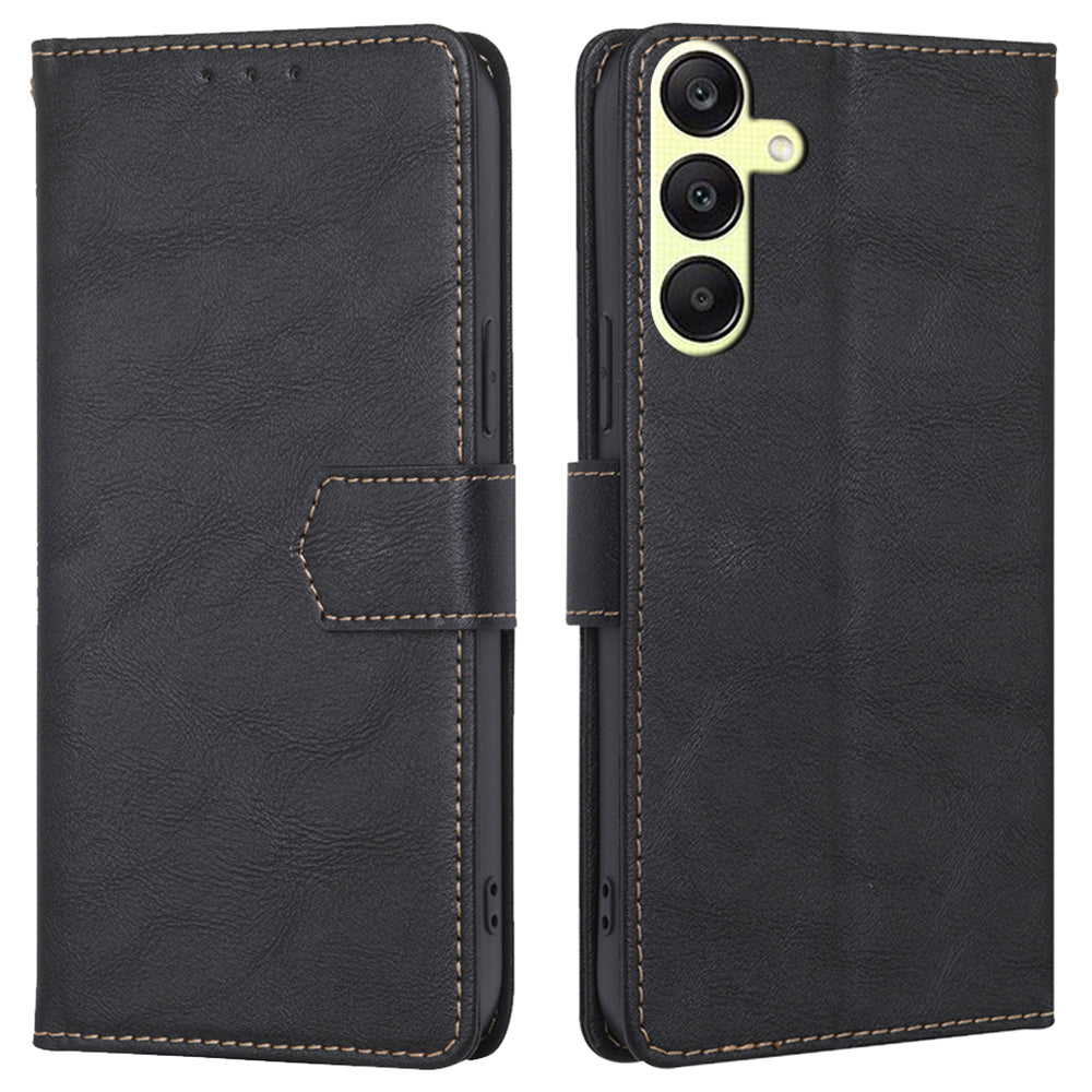 For Samsung Galaxy A25 5G (Global) (161.0 x 76.5 x 8.3mm) Case Leather Cowhide Texture Phone Cover with RFID Blocking Wallet - Black For Samsung Galaxy A25 5G (Global) (161.0 x 76.5 x 8.3mm) Case Leather Cowhide Texture Phone Cover with RFID Blocking Wallet - Black