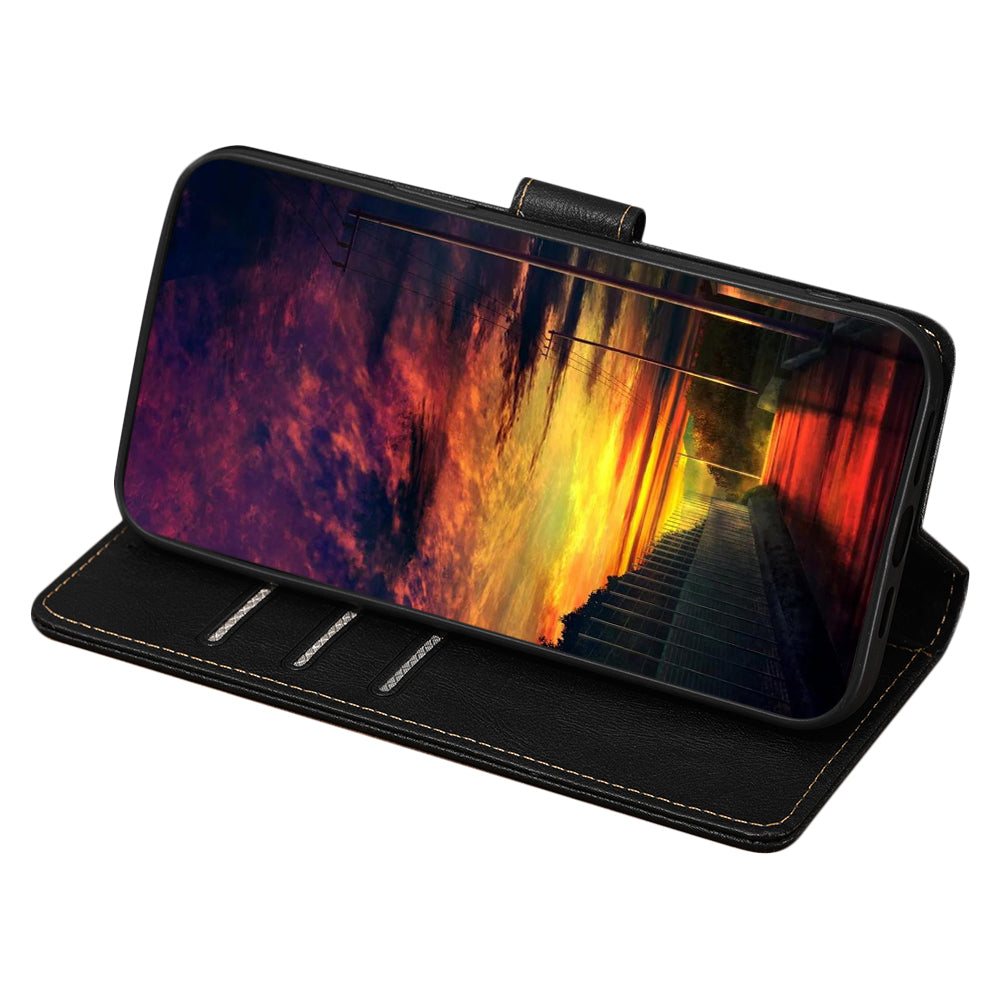 For Samsung Galaxy A25 5G (Global) (161.0 x 76.5 x 8.3mm) Case Leather Cowhide Texture Phone Cover with RFID Blocking Wallet - Black For Samsung Galaxy A25 5G (Global) (161.0 x 76.5 x 8.3mm) Case Leather Cowhide Texture Phone Cover with RFID Blocking Wallet - Black