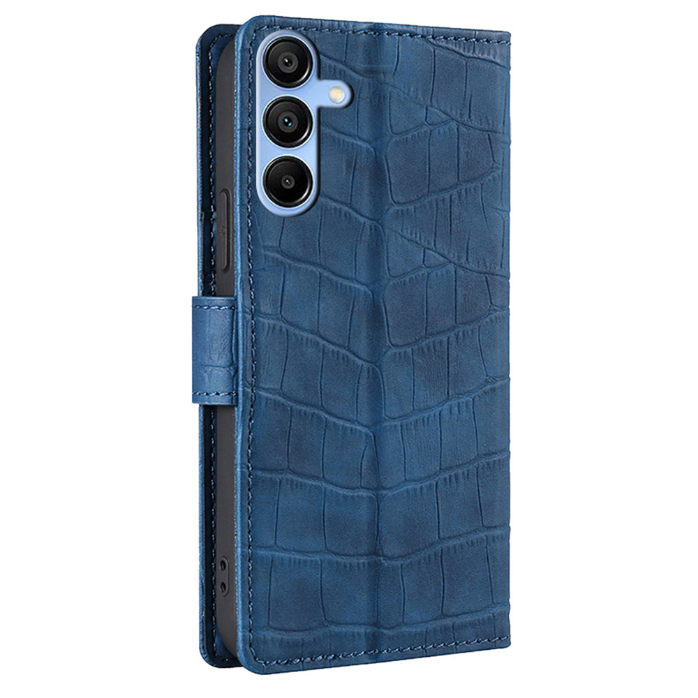 Crocodile Texture Shell for Samsung Galaxy A15 4G / 5G Phone Case Wallet PU Leather Phone Stand Cover - Blue Crocodile Texture Shell for Samsung Galaxy A15 4G / 5G Phone Case Wallet PU Leather Phone Stand Cover - Blue