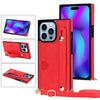 For iPhone 14 Pro Max Case Crossbody PU Leather Coated TPU Strap Kickstand Phone Protector - Red For iPhone 14 Pro Max Case Crossbody PU Leather Coated TPU Strap Kickstand Phone Protector - Red
