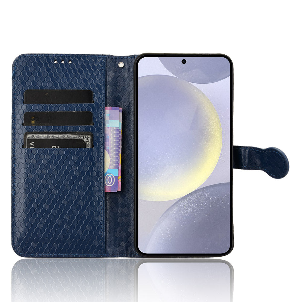 For Samsung Galaxy S24+ Magnetic Case PU Leather Imprinted Dots Pattern Wallet Cover - Dark Blue For Samsung Galaxy S24+ Magnetic Case PU Leather Imprinted Dots Pattern Wallet Cover - Dark Blue