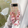 For Samsung Galaxy Z Flip4 5G Case IMD Girl Flower Pattern TPU Phone Cover with Beads Hand Strap For Samsung Galaxy Z Flip4 5G Case IMD Girl Flower Pattern TPU Phone Cover with Beads Hand Strap
