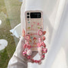 For Samsung Galaxy Z Flip4 5G Case IMD Girl Flower Pattern TPU Phone Cover with Beads Hand Strap For Samsung Galaxy Z Flip4 5G Case IMD Girl Flower Pattern TPU Phone Cover with Beads Hand Strap