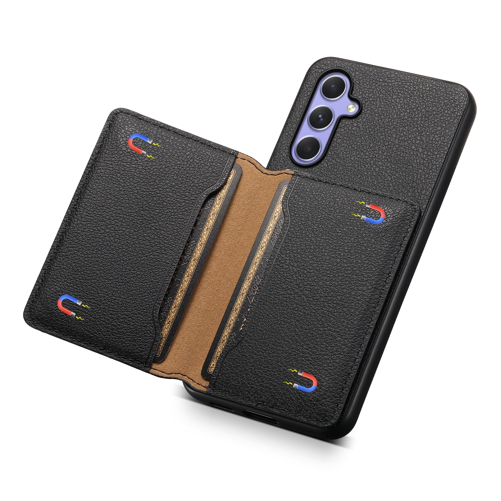 For Samsung Galaxy A55 5G Case PU Leather Coated PC+TPU Cover with Card Slots Kickstand For Samsung Galaxy A55 5G Case PU Leather Coated PC+TPU Cover with Card Slots Kickstand