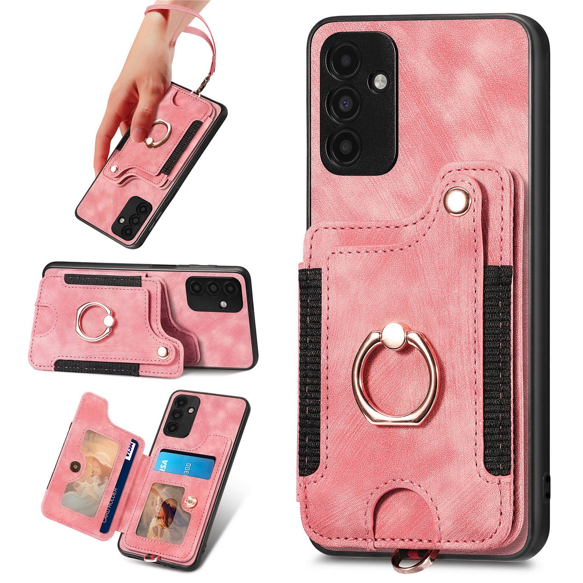 D4 For Samsung Galaxy A15 4G / 5G Phone Case Kickstand Card Holder RFID Blocking Leather+TPU Cover D4 For Samsung Galaxy A15 4G / 5G Phone Case Kickstand Card Holder RFID Blocking Leather+TPU Cover