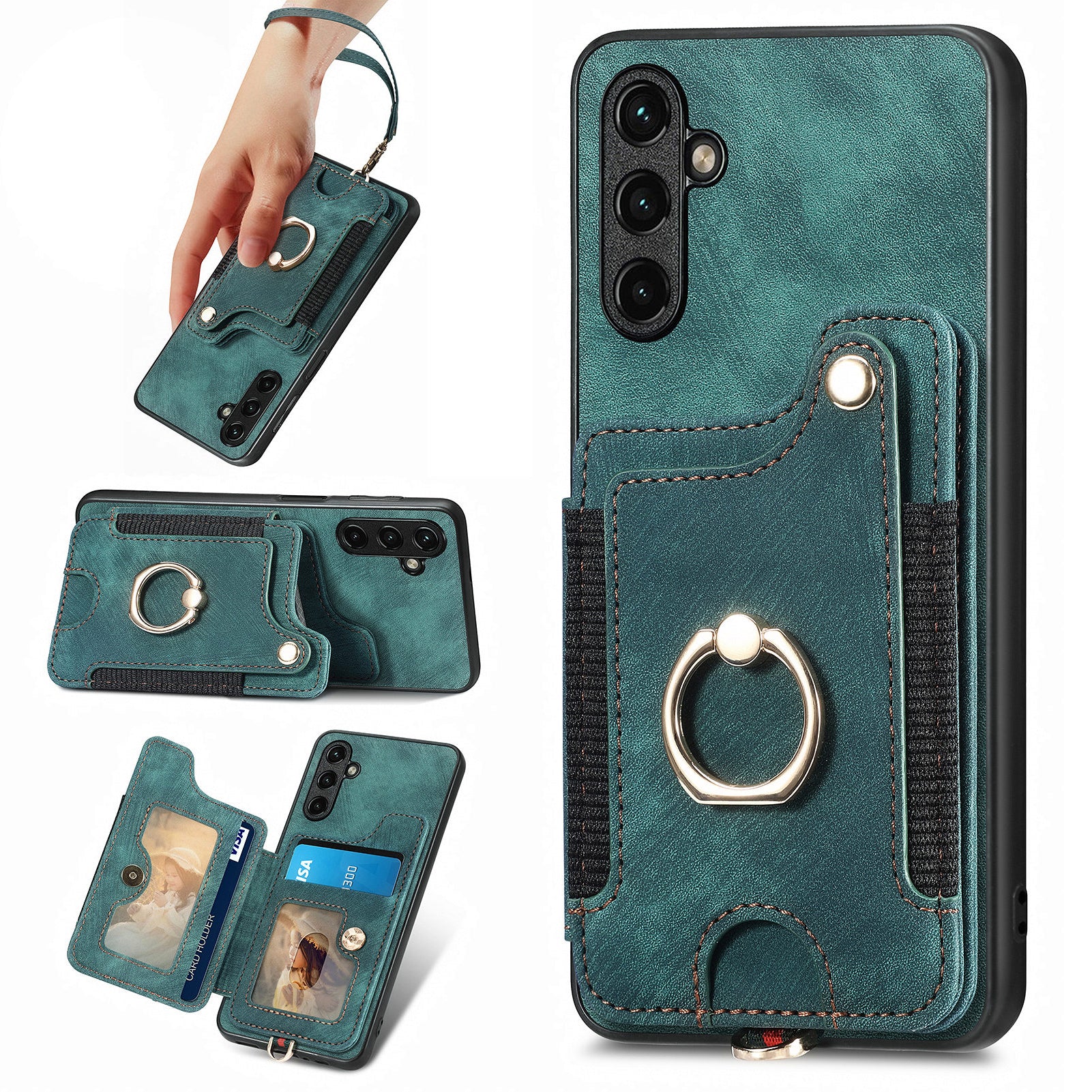 D4 For Samsung Galaxy A24 4G (162.1 x 77.6 x 8.3mm) Case Card Slots RFID Blocking Leather Cover with Wrist Strap D4 For Samsung Galaxy A24 4G (162.1 x 77.6 x 8.3mm) Case Card Slots RFID Blocking Leather Cover with Wrist Strap