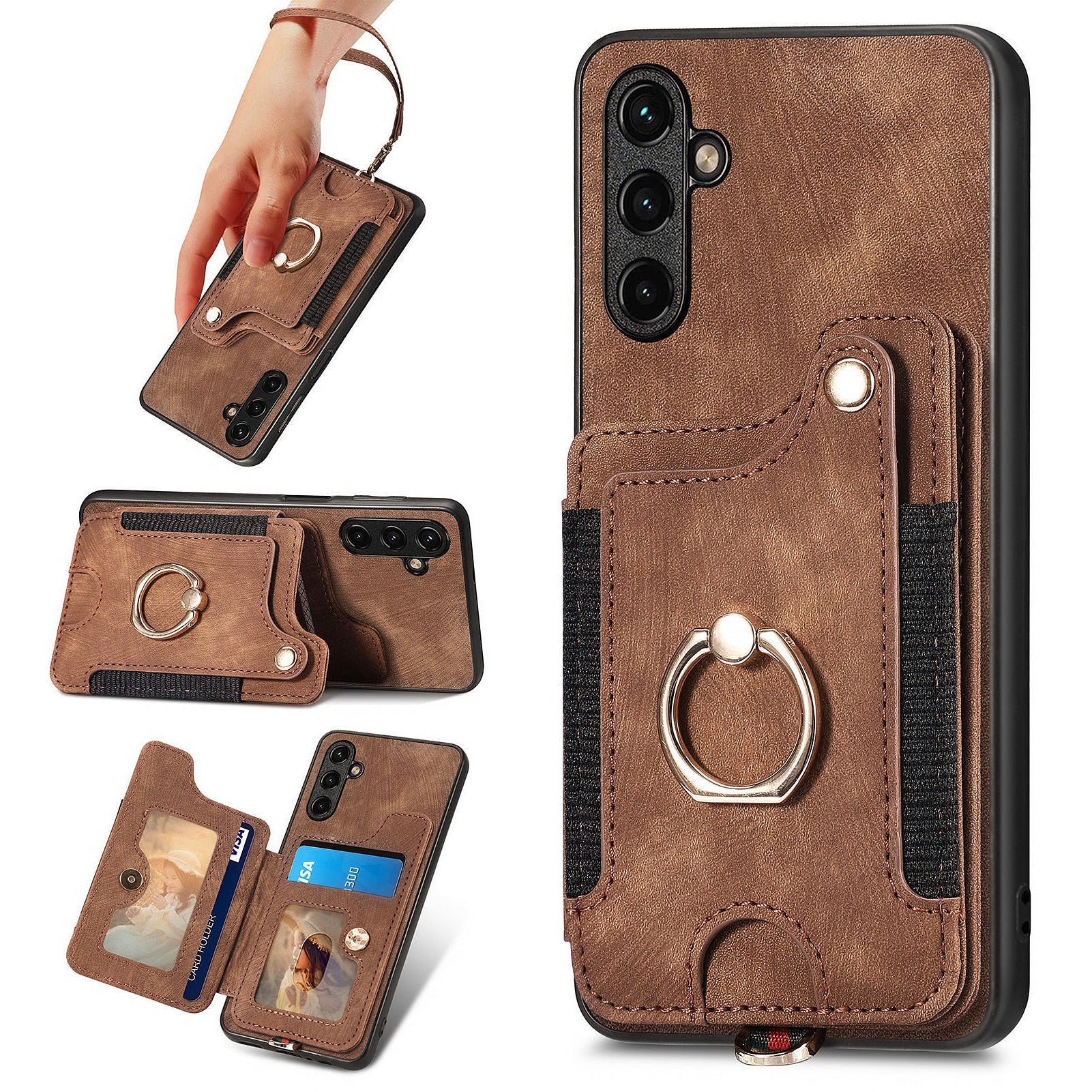 D4 For Samsung Galaxy A54 5G Case RFID Blocking Card Slots Phone Cover with Ring Kickstand D4 For Samsung Galaxy A54 5G Case RFID Blocking Card Slots Phone Cover with Ring Kickstand