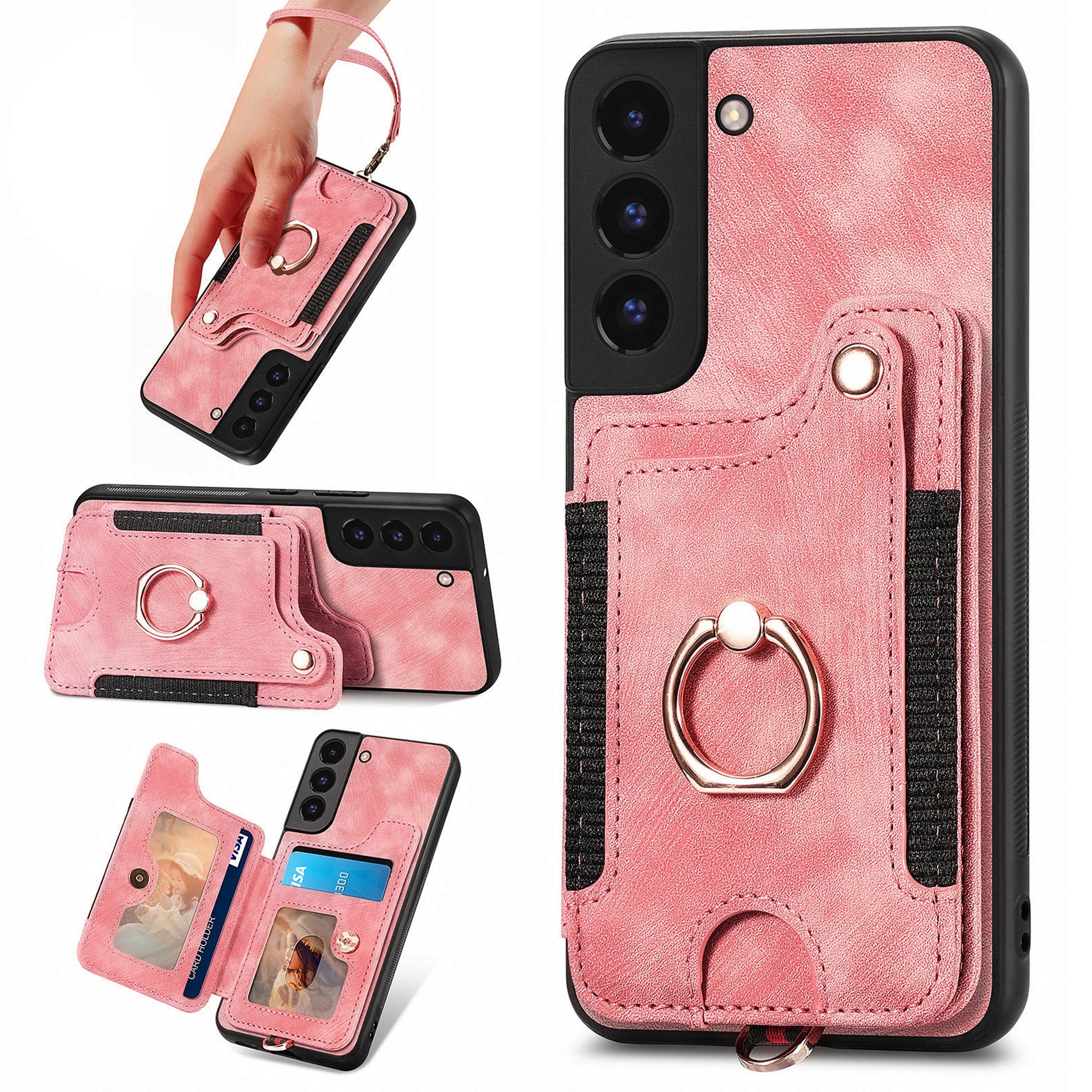 D4 For Samsung Galaxy S22 5G Case Kickstand RFID Blocking Phone Cover with Wrist Strap D4 For Samsung Galaxy S22 5G Case Kickstand RFID Blocking Phone Cover with Wrist Strap