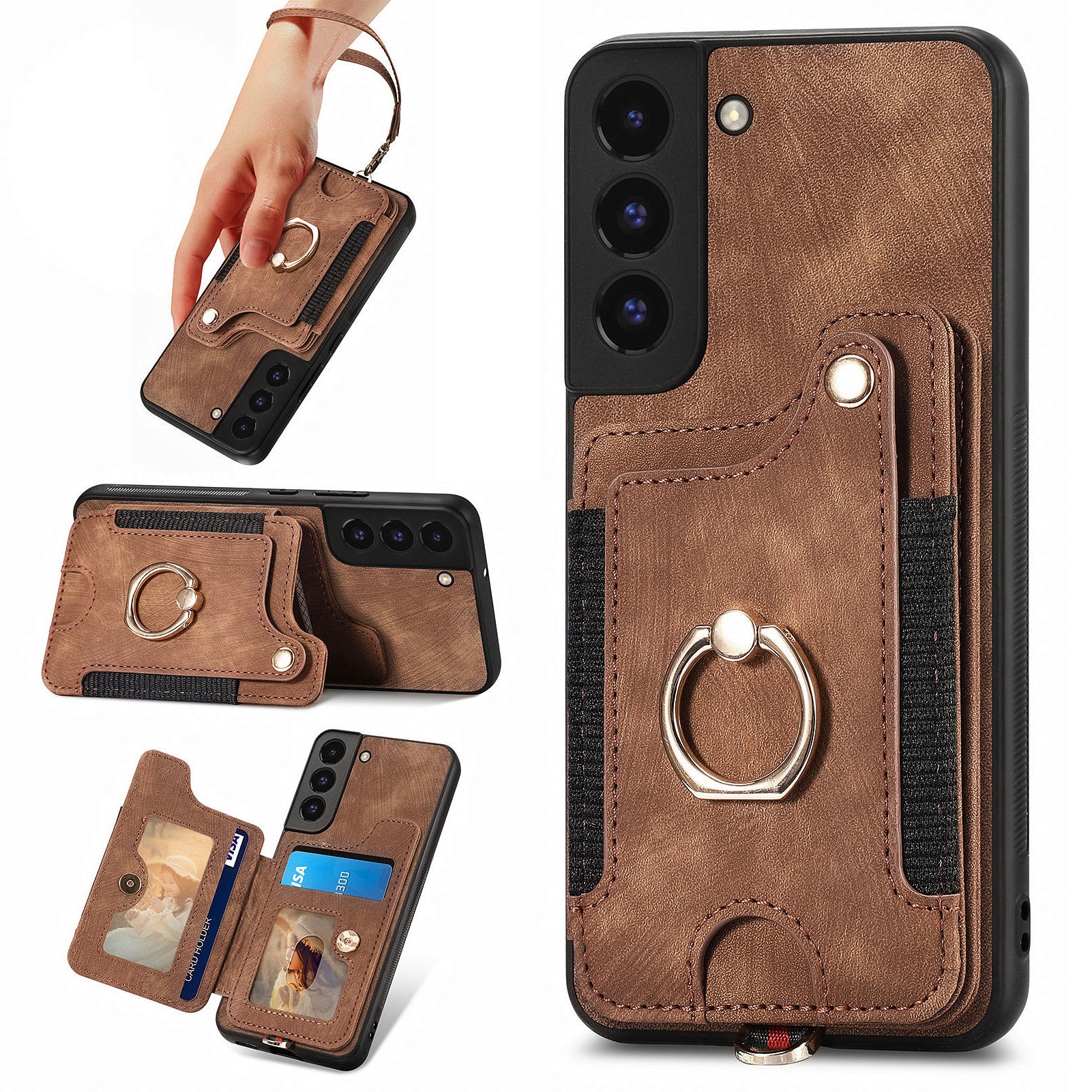 D4 For Samsung Galaxy S22 5G Case Kickstand RFID Blocking Phone Cover with Wrist Strap D4 For Samsung Galaxy S22 5G Case Kickstand RFID Blocking Phone Cover with Wrist Strap