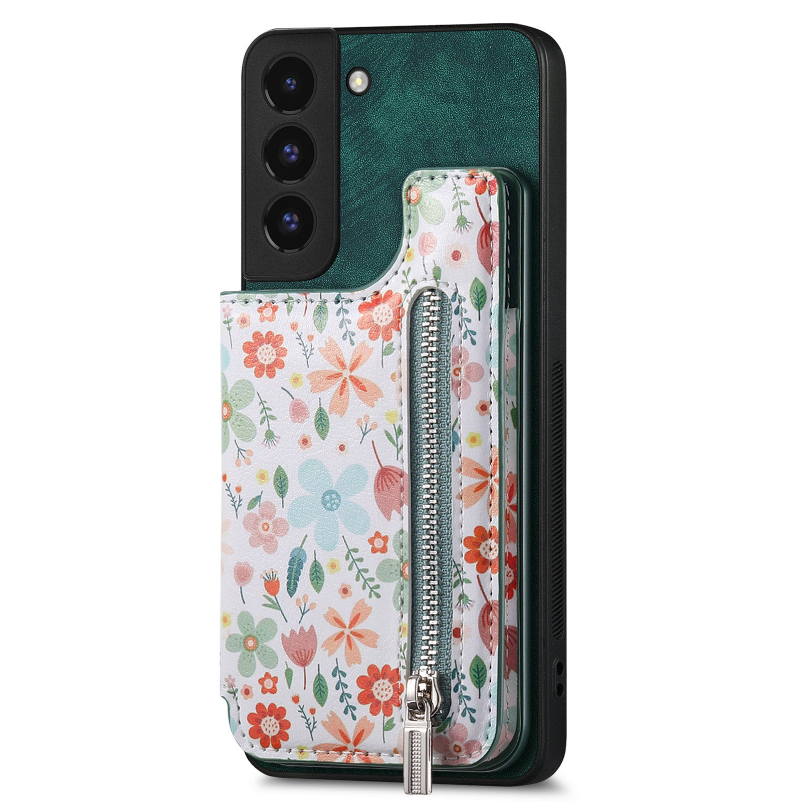 D10 Phone Cover for Samsung Galaxy S22 5G Colorful Printed Card Holder Zipper Design Back Shell D10 Phone Cover for Samsung Galaxy S22 5G Colorful Printed Card Holder Zipper Design Back Shell