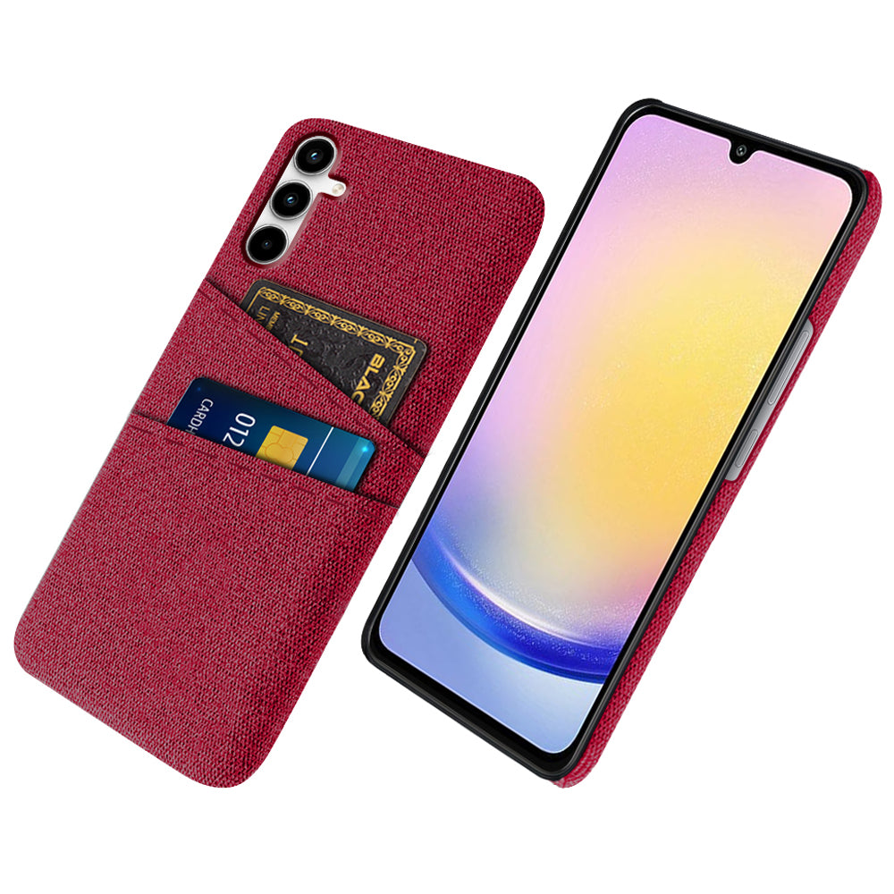 For Samsung Galaxy A25 5G (Global) (161.0 x 76.5 x 8.3mm) Case 2 Card Slots Cloth+PC Hard Protective Cover For Samsung Galaxy A25 5G (Global) (161.0 x 76.5 x 8.3mm) Case 2 Card Slots Cloth+PC Hard Protective Cover