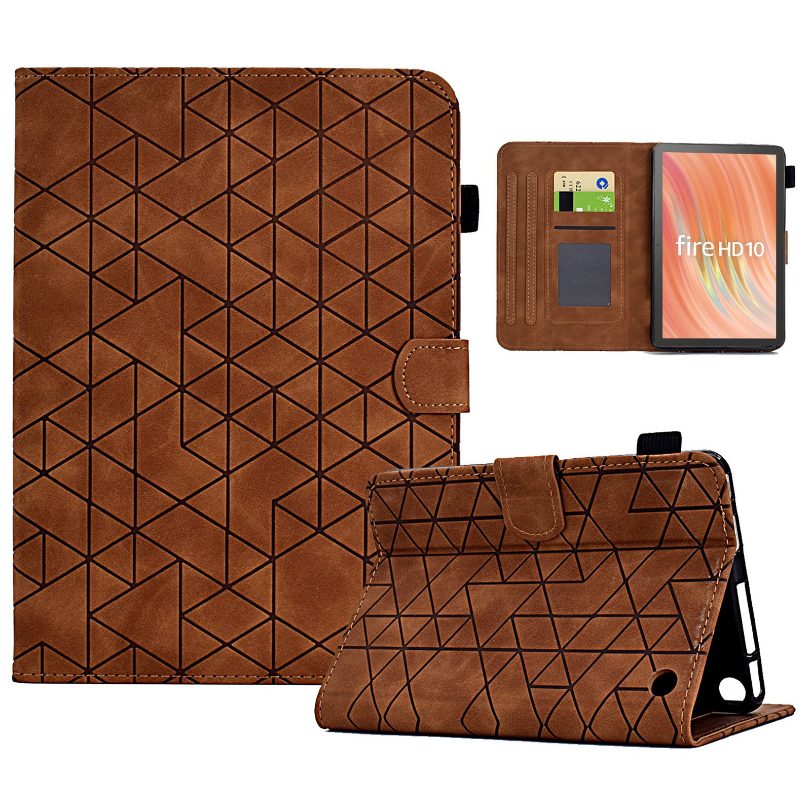 A9 For Amazon Fire HD 10 (2023) Case Card Slots Stand Rhombus Leather Tablet Cover A9 For Amazon Fire HD 10 (2023) Case Card Slots Stand Rhombus Leather Tablet Cover