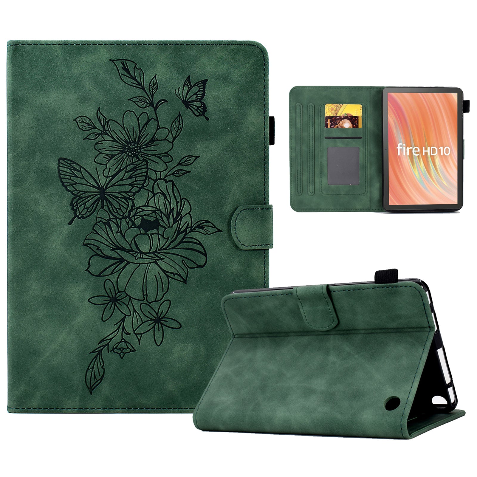 A7 For Amazon Fire HD 10 (2023) Tablet Case Flower Butterfly Imprinted Leather Cover with Card Slots A7 For Amazon Fire HD 10 (2023) Tablet Case Flower Butterfly Imprinted Leather Cover with Card Slots
