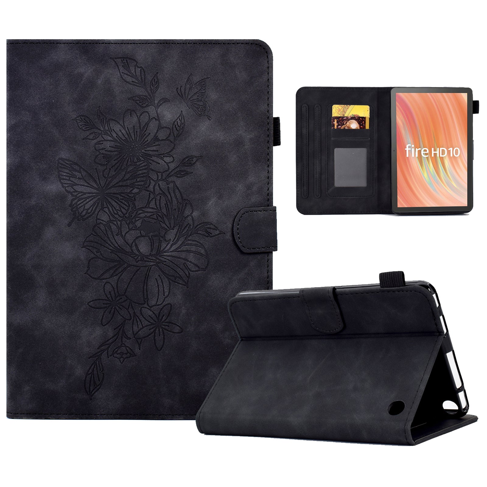 A7 For Amazon Fire HD 10 (2023) Tablet Case Flower Butterfly Imprinted Leather Cover with Card Slots A7 For Amazon Fire HD 10 (2023) Tablet Case Flower Butterfly Imprinted Leather Cover with Card Slots