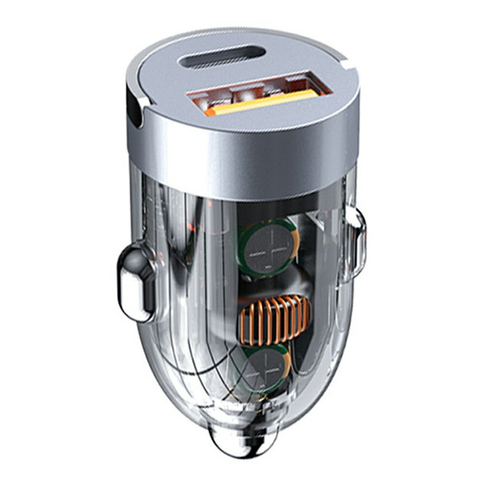 G20T Type-C+USB 120W Fast Charging Transparent Car Charger for 12V-24V Vehicles G20T Type-C+USB 120W Fast Charging Transparent Car Charger for 12V-24V Vehicles