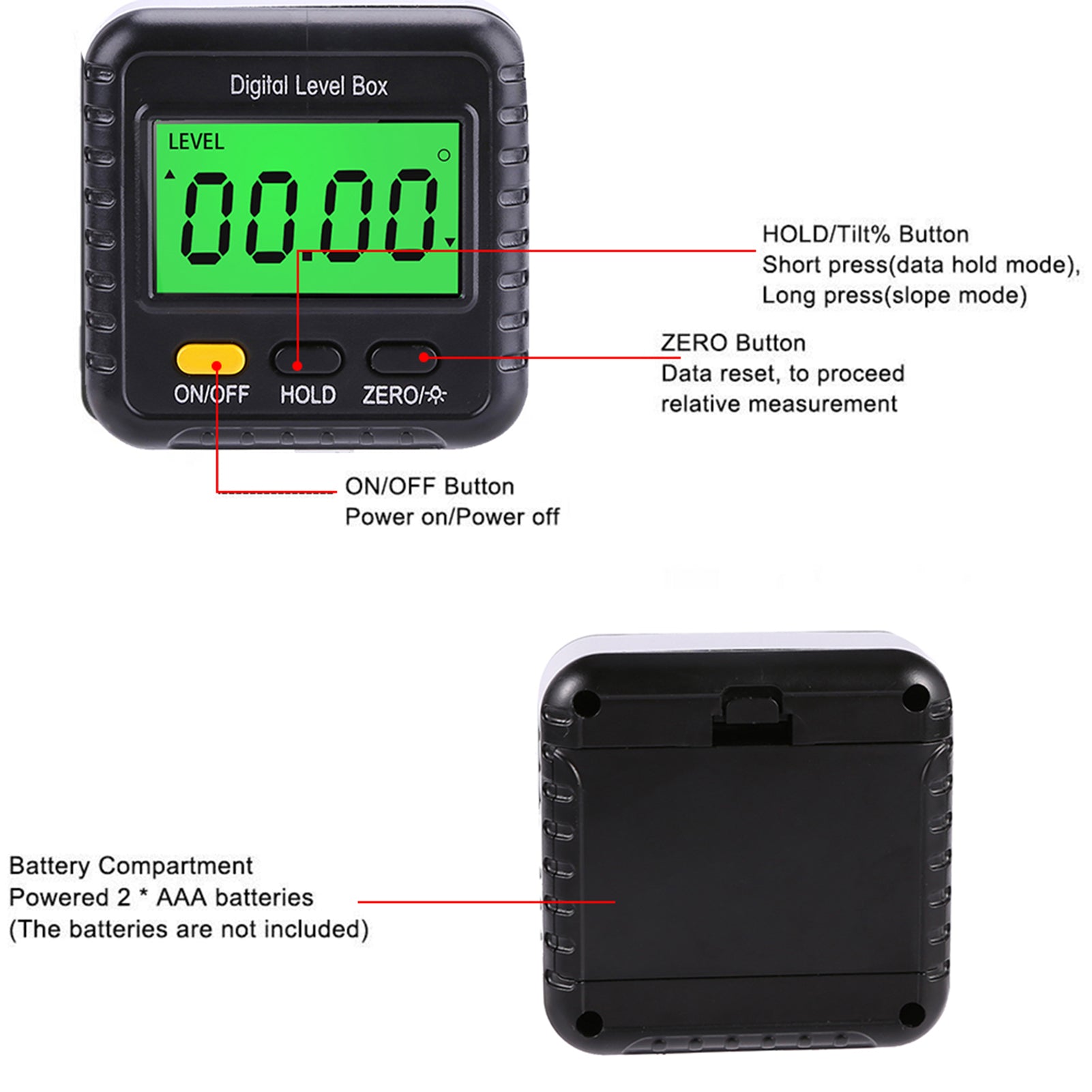 Digital Level Box Digital Angle Detector Angle Gauge with Display Portable Measuring Tool for Carpentry Building (No Bubble) Digital Level Box Digital Angle Detector Angle Gauge with Display Portable Measuring Tool for Carpentry Building (No Bubble)
