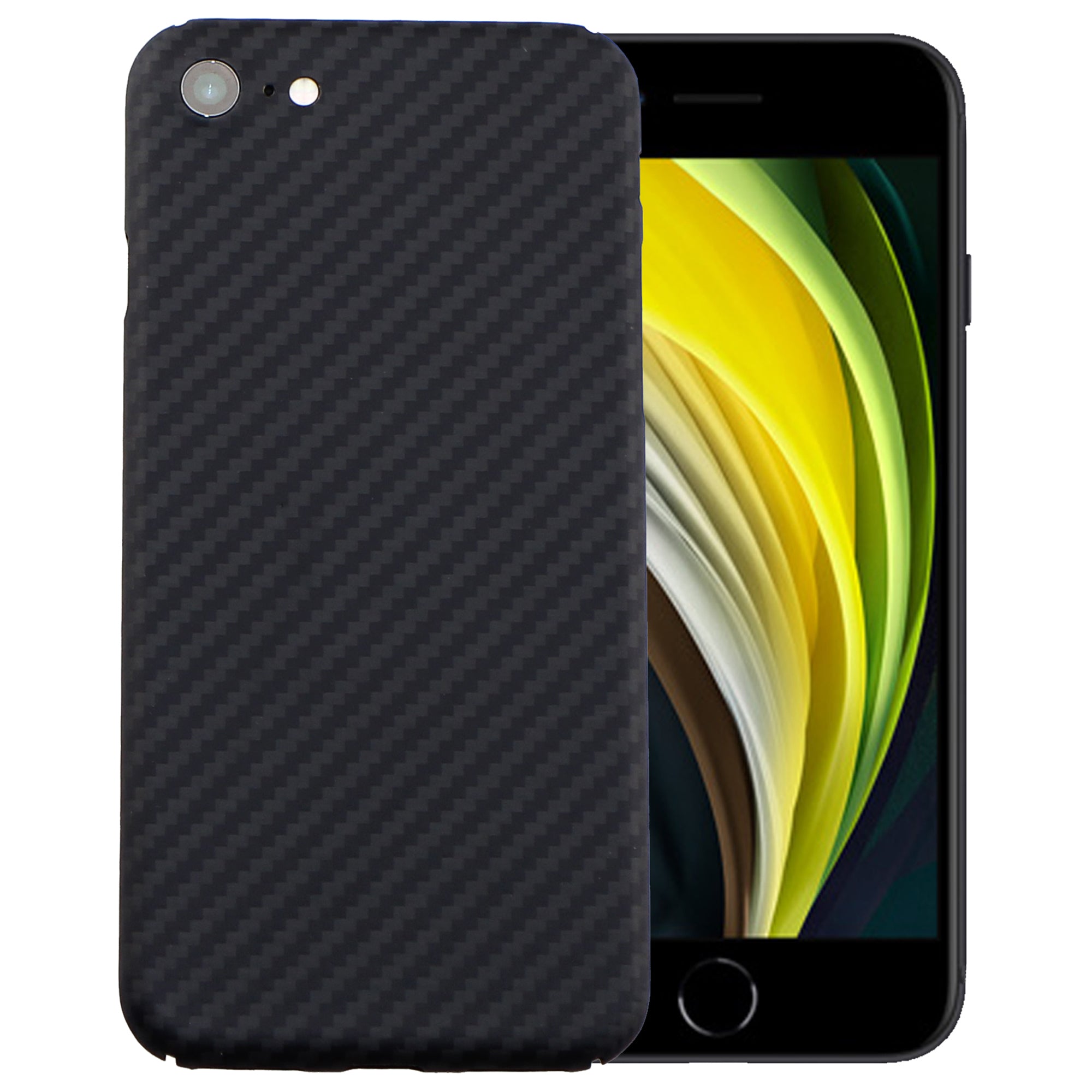 For iPhone 7/8/SE (2020)/SE (2022) Carbon Fiber Texture Aramid Fiber Back Case Fall Proof Protective Cover - Matte Black For iPhone 7/8/SE (2020)/SE (2022) Carbon Fiber Texture Aramid Fiber Back Case Fall Proof Protective Cover - Matte Black