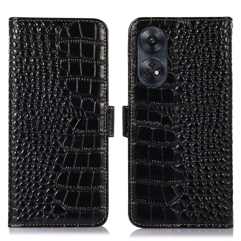 Phone Wallet Case for Oppo Reno8 T 4G RFID Blocking Stand Genuine Cowhide Leather Phone Cover Phone Wallet Case for Oppo Reno8 T 4G RFID Blocking Stand Genuine Cowhide Leather Phone Cover