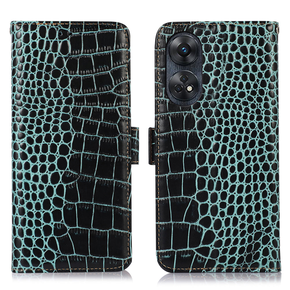 Phone Wallet Case for Oppo Reno8 T 4G RFID Blocking Stand Genuine Cowhide Leather Phone Cover Phone Wallet Case for Oppo Reno8 T 4G RFID Blocking Stand Genuine Cowhide Leather Phone Cover