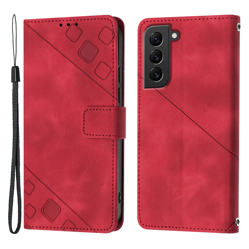 For Samsung Galaxy S22 5G Anti-fall Phone Case PT005 YB Imprinting Series-6 Skin-friendly Flip Leather Wallet Cover Stand For Samsung Galaxy S22 5G Anti-fall Phone Case PT005 YB Imprinting Series-6 Skin-friendly Flip Leather Wallet Cover Stand