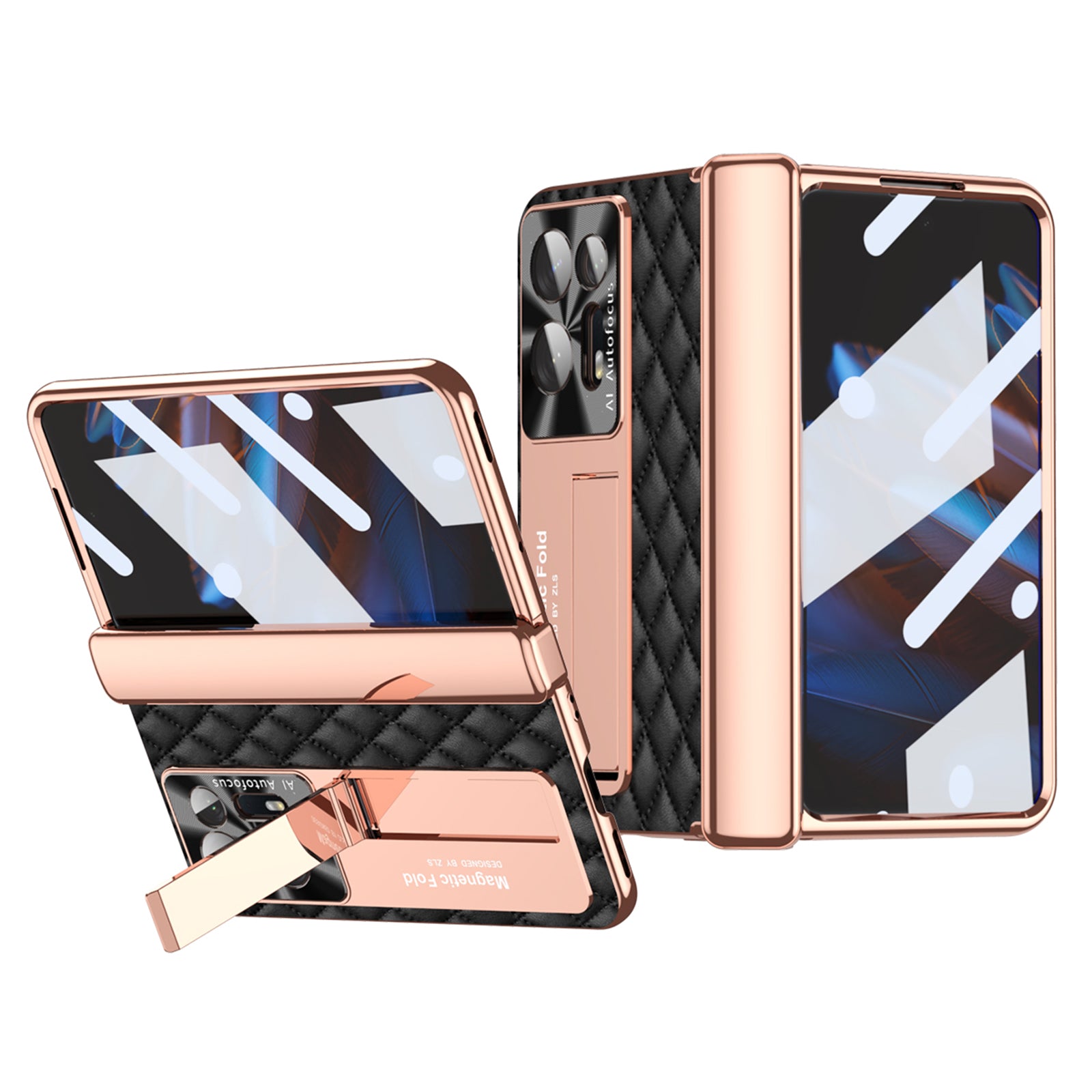 For Oppo Find N2 5G Anti-fall Phone Case PU Leather Coated PC Hinge Protective Phone Cover with Screen and Lens Film For Oppo Find N2 5G Anti-fall Phone Case PU Leather Coated PC Hinge Protective Phone Cover with Screen and Lens Film