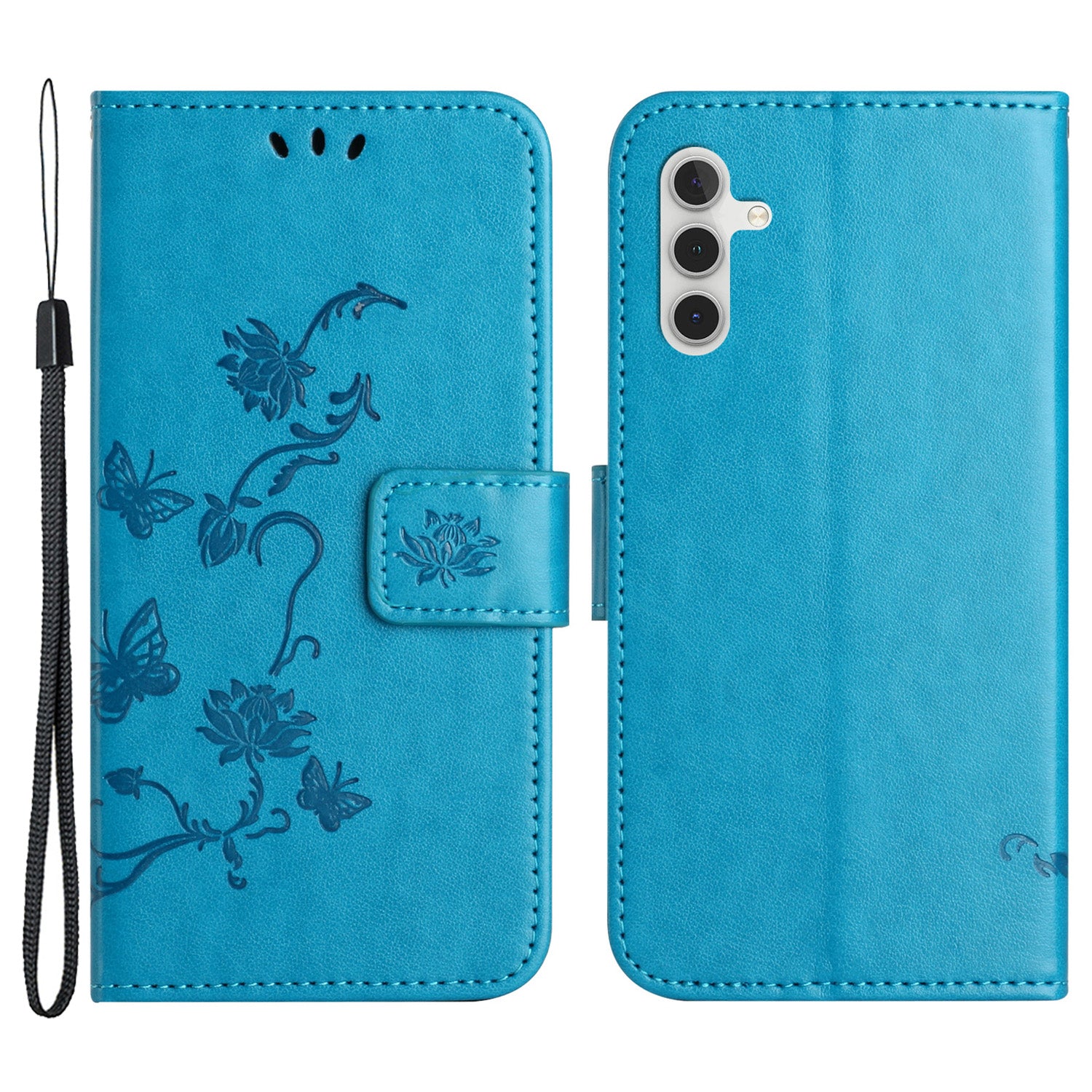 For Samsung Galaxy A24 4G Imprinted Butterfly Flower Phone Case PU Leather Wallet Stand Phone Cover with Strap For Samsung Galaxy A24 4G Imprinted Butterfly Flower Phone Case PU Leather Wallet Stand Phone Cover with Strap