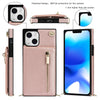 Kickstand Leather Coated TPU Phone Case for iPhone 14 Zipper Wallet Phone Cover with Shoulder Strap Kickstand Leather Coated TPU Phone Case for iPhone 14 Zipper Wallet Phone Cover with Shoulder Strap