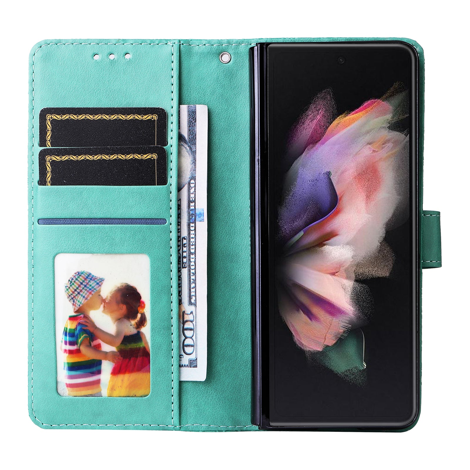 For Samsung Galaxy Z Fold3 5G Wallet Phone Case Stand Sunflower Imprinted Leather Folding Phone Cover with Strap For Samsung Galaxy Z Fold3 5G Wallet Phone Case Stand Sunflower Imprinted Leather Folding Phone Cover with Strap