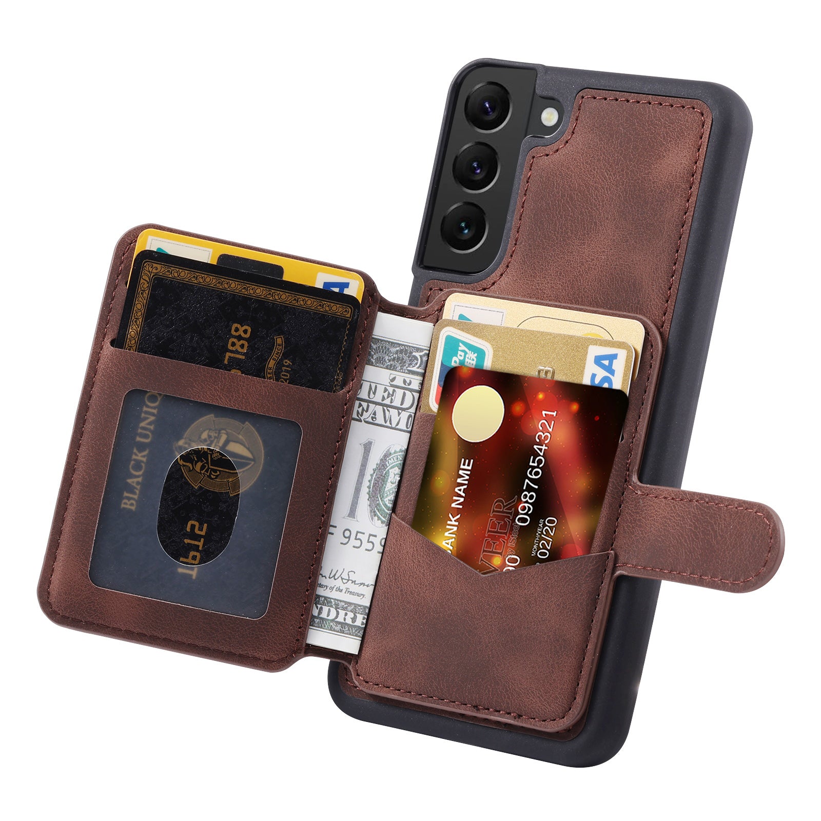 For Samsung Galaxy S22 5G Wallet RFID Blocking Phone Cover Kickstand Leather Coated TPU Case For Samsung Galaxy S22 5G Wallet RFID Blocking Phone Cover Kickstand Leather Coated TPU Case