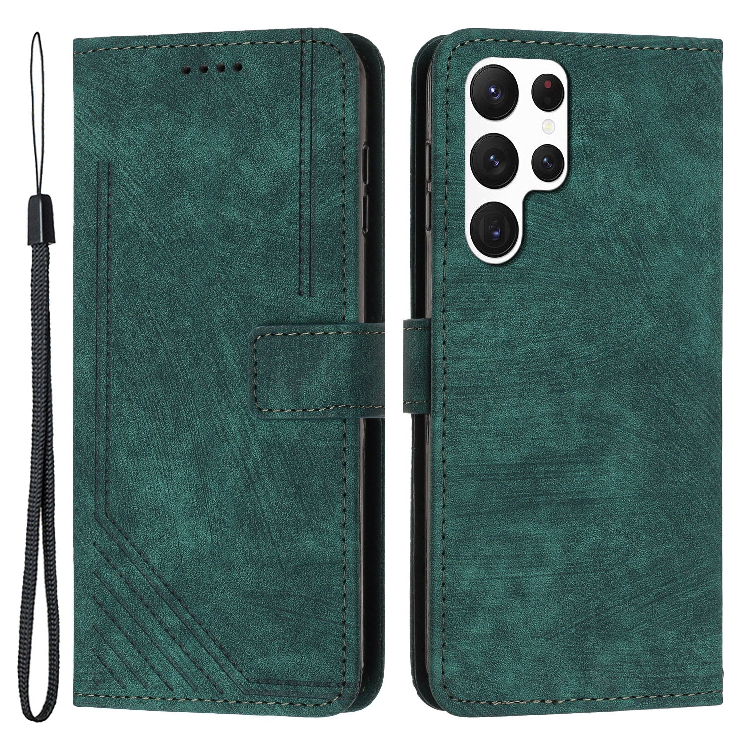 For Samsung Galaxy S22 Ultra 5G Anti-Drop Phone Case Skin-Touch Lines Imprinted PU Leather Wallet Cover For Samsung Galaxy S22 Ultra 5G Anti-Drop Phone Case Skin-Touch Lines Imprinted PU Leather Wallet Cover