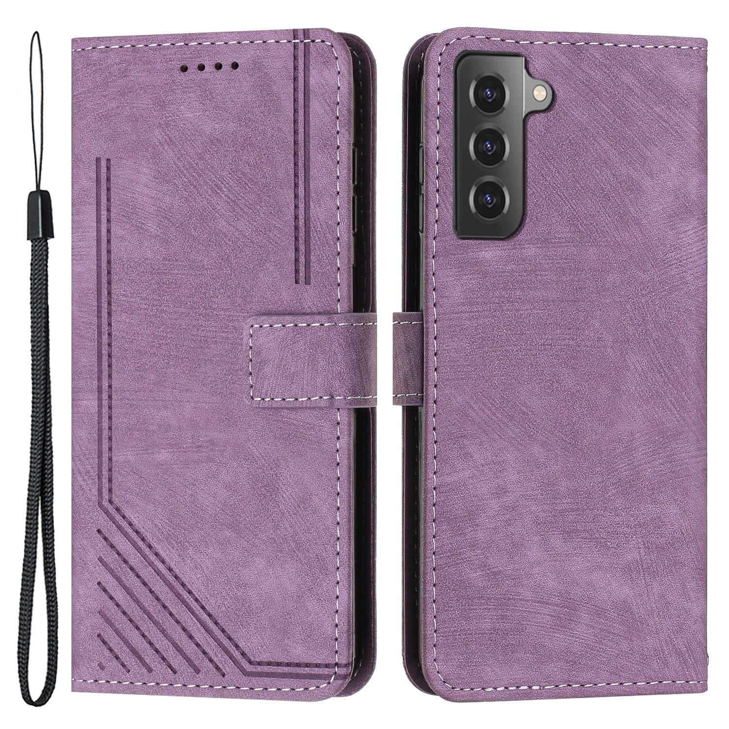 For Samsung Galaxy S22 5G Skin-Touch Shockproof Case Lines Imprinted PU Leather Wallet Phone Cover For Samsung Galaxy S22 5G Skin-Touch Shockproof Case Lines Imprinted PU Leather Wallet Phone Cover