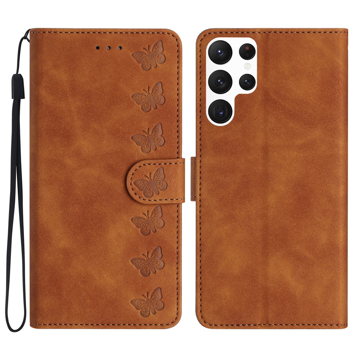 For Samsung Galaxy S22 Ultra 5G Fall-proof Stand Wallet Case Butterfly Imprinted Leather Cover For Samsung Galaxy S22 Ultra 5G Fall-proof Stand Wallet Case Butterfly Imprinted Leather Cover