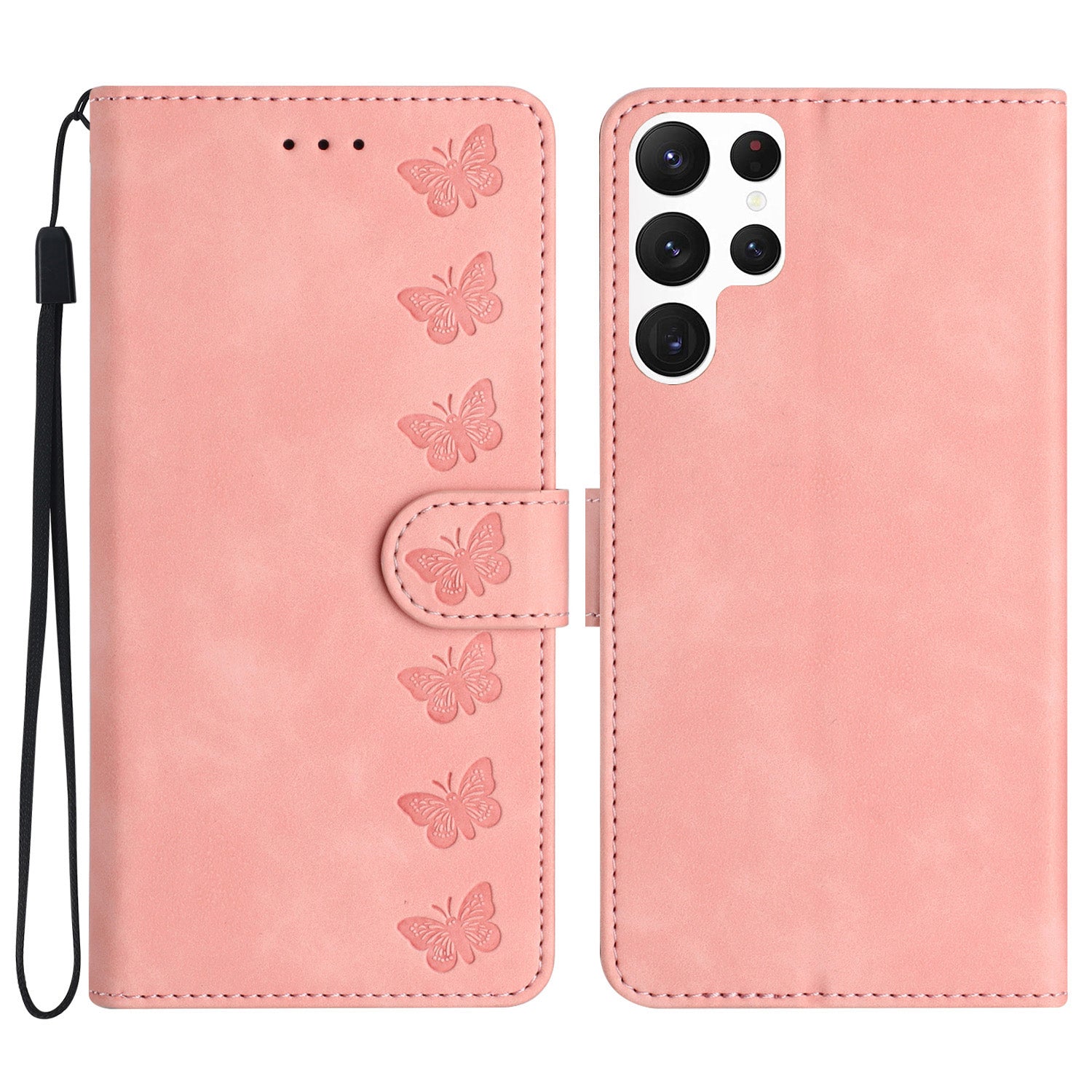For Samsung Galaxy S22 Ultra 5G Fall-proof Stand Wallet Case Butterfly Imprinted Leather Cover For Samsung Galaxy S22 Ultra 5G Fall-proof Stand Wallet Case Butterfly Imprinted Leather Cover