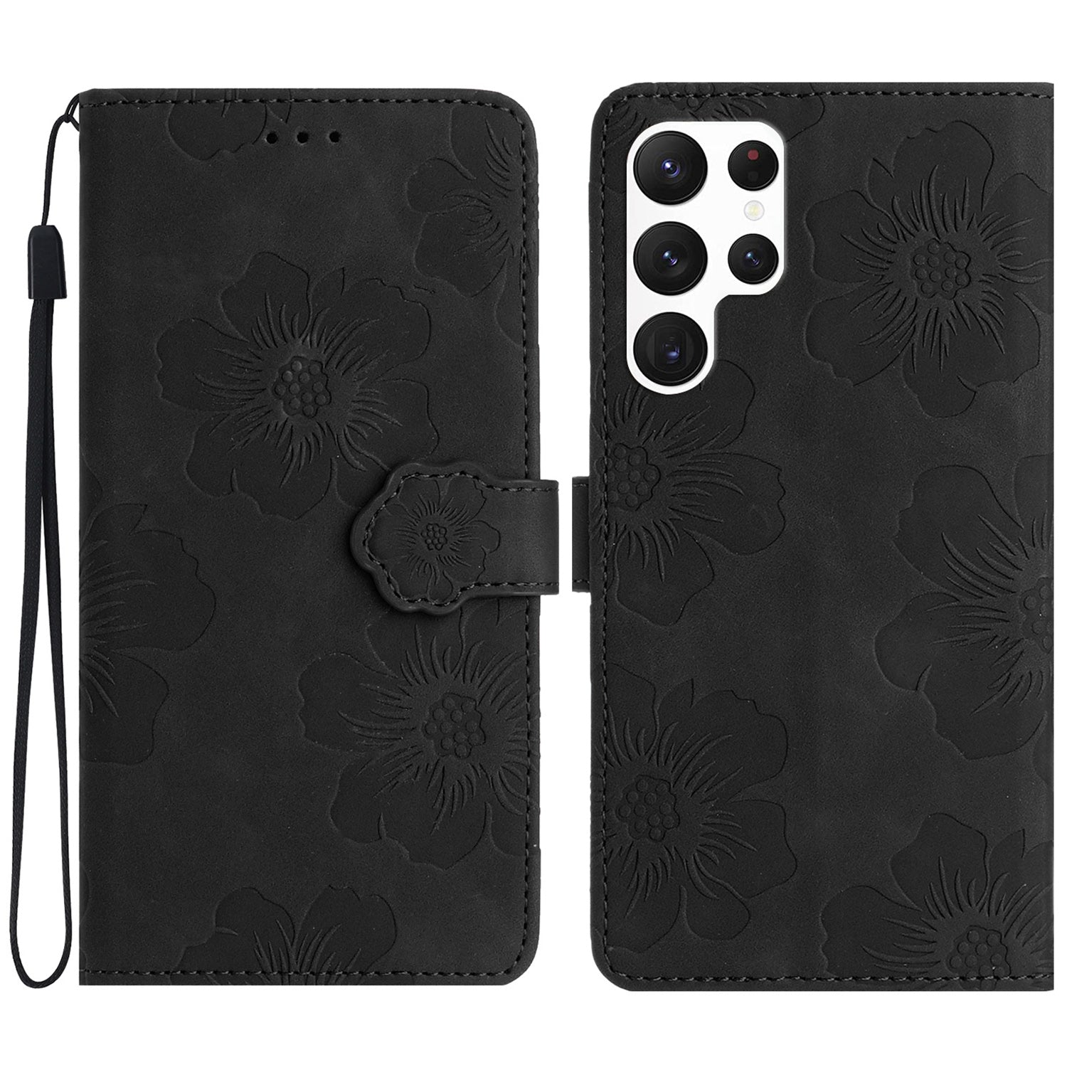 For Samsung Galaxy S22 Ultra 5G Smartphone Case Stand Flowers Imprinted PU Leather Wallet Phone Cover For Samsung Galaxy S22 Ultra 5G Smartphone Case Stand Flowers Imprinted PU Leather Wallet Phone Cover