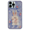 For iPhone 12 Pro Shockproof Phone Cover Glass TPU Case with Cute Rabbit Decor Metal Paint Design For iPhone 12 Pro Shockproof Phone Cover Glass TPU Case with Cute Rabbit Decor Metal Paint Design