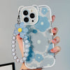 TPU Phone Case for iPhone 14 Pro Bear Ear Decor Cell Phone Shell Flower Pattern Cover with Bead Strap TPU Phone Case for iPhone 14 Pro Bear Ear Decor Cell Phone Shell Flower Pattern Cover with Bead Strap