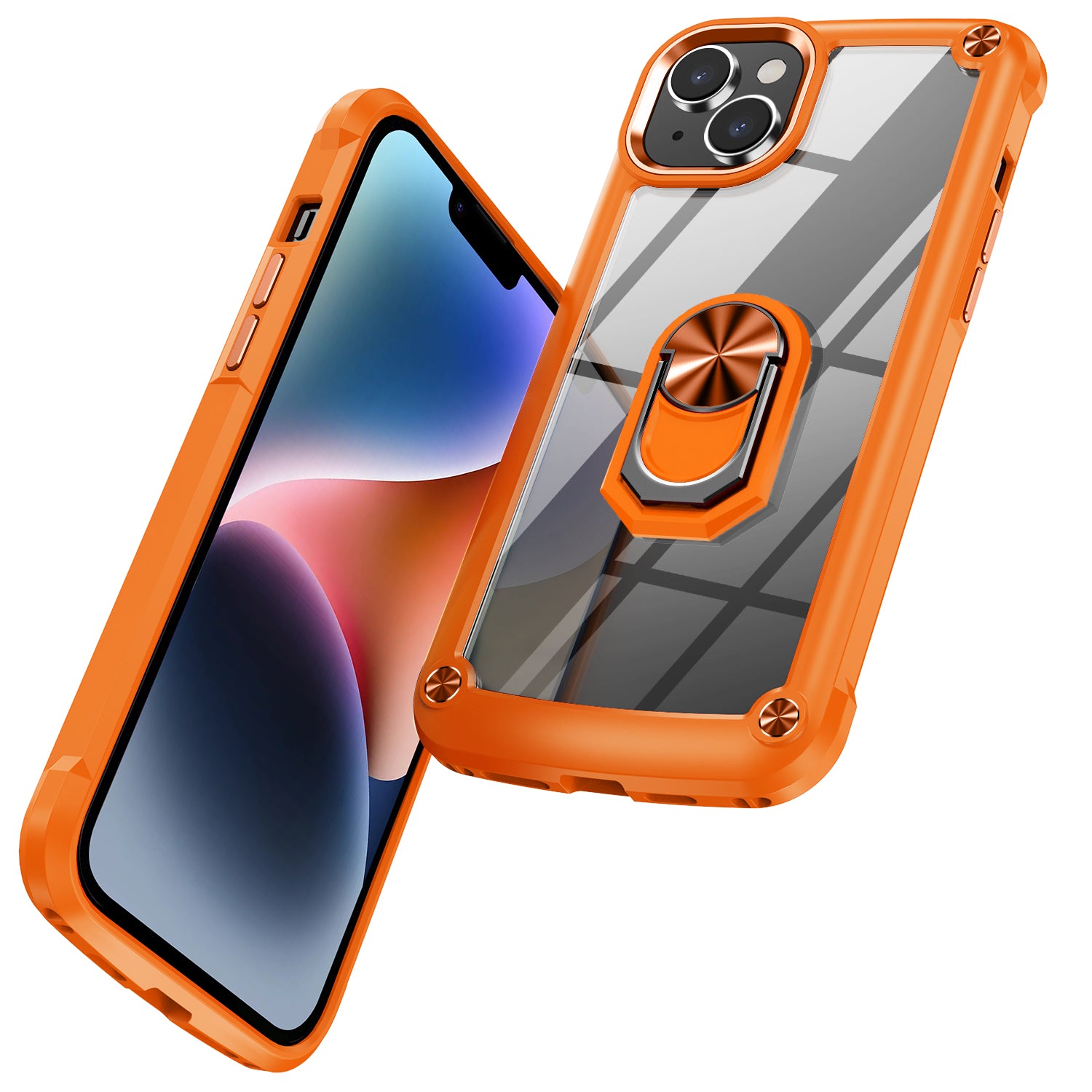 Pro iPhone 15 Nárazuvzdorné pouzdro Ring Stojánek na PC Kryt na telefon TPU s hliníkovým rámem objektivu Pro iPhone 15 Nárazuvzdorné pouzdro Ring Stojánek na PC Kryt na telefon TPU s hliníkovým rámem objektivu