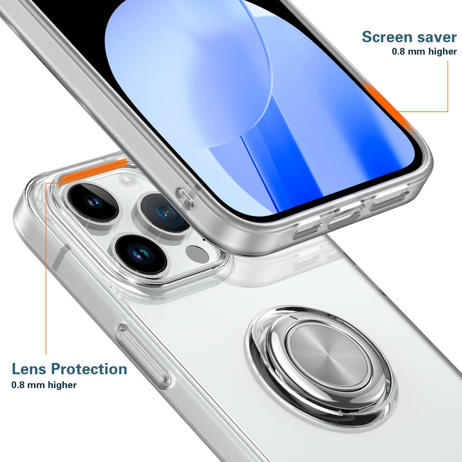 For iPhone 15 Pro Transparent Soft TPU Phone Case Anti-Drop Protective Mobile Phone Back Cover with Kickstand For iPhone 15 Pro Transparent Soft TPU Phone Case Anti-Drop Protective Mobile Phone Back Cover with Kickstand