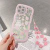 Transparent Phone Case for iPhone 14 Pro Rabbit Flower Pattern TPU Cover with Wrist Chain Transparent Phone Case for iPhone 14 Pro Rabbit Flower Pattern TPU Cover with Wrist Chain