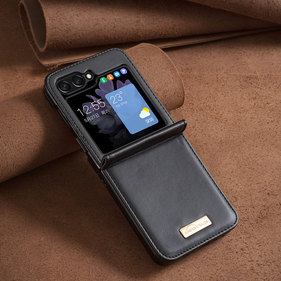BINFEN COLOR For Samsung Galaxy Z Flip5 5G PU Leather PC Phone Case Ultra Slim Shockproof Protective Cover BINFEN COLOR For Samsung Galaxy Z Flip5 5G PU Leather PC Phone Case Ultra Slim Shockproof Protective Cover