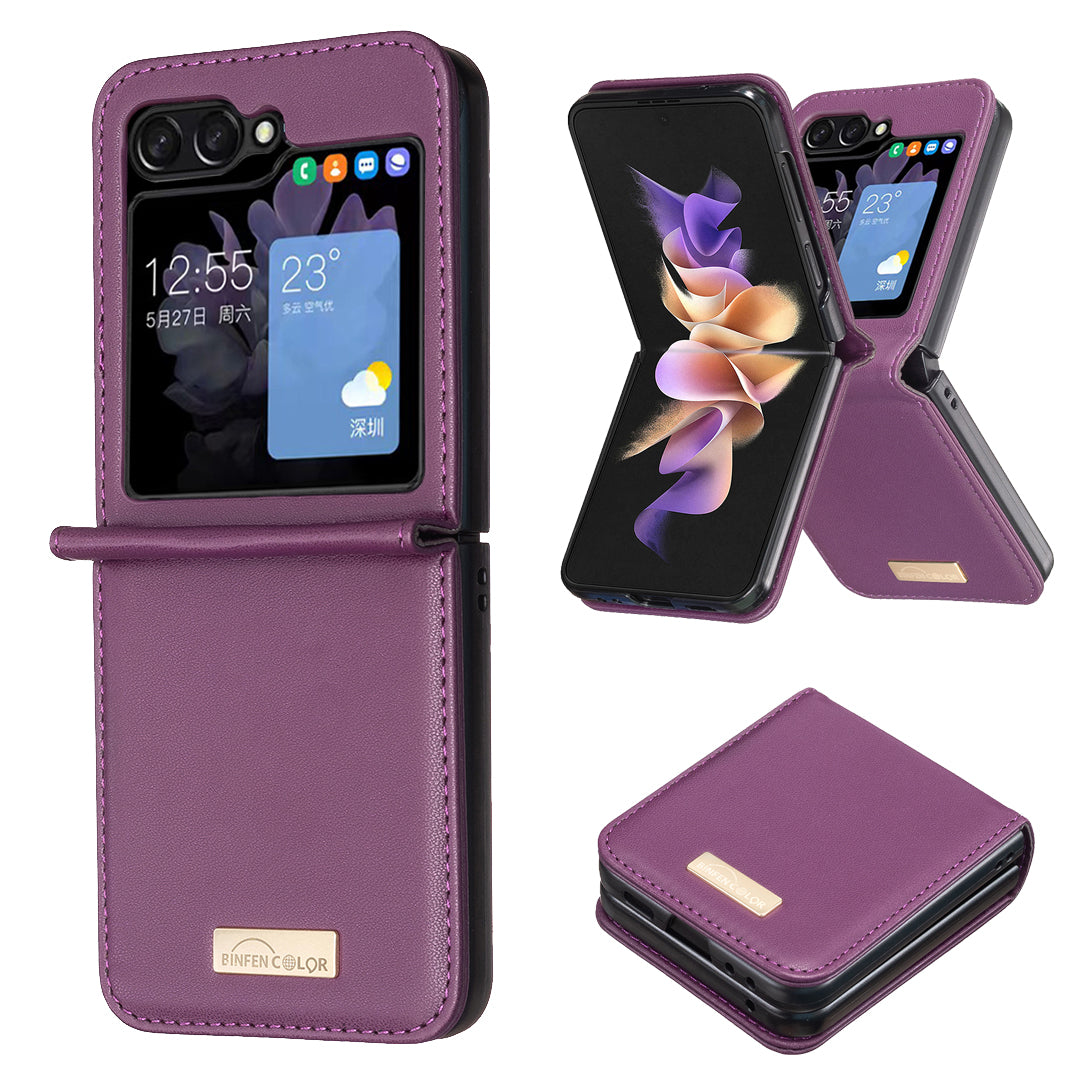 BINFEN COLOR For Samsung Galaxy Z Flip5 5G PU Leather PC Phone Case Ultra Slim Shockproof Protective Cover BINFEN COLOR For Samsung Galaxy Z Flip5 5G PU Leather PC Phone Case Ultra Slim Shockproof Protective Cover