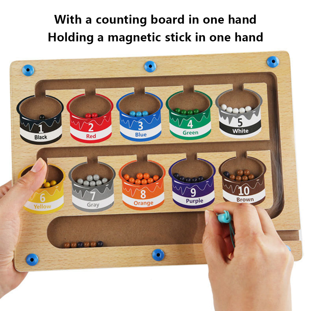 Wooden Magnetic Colorful Beads Number Maze Counting Game Kids Color Recognition Educational Toy