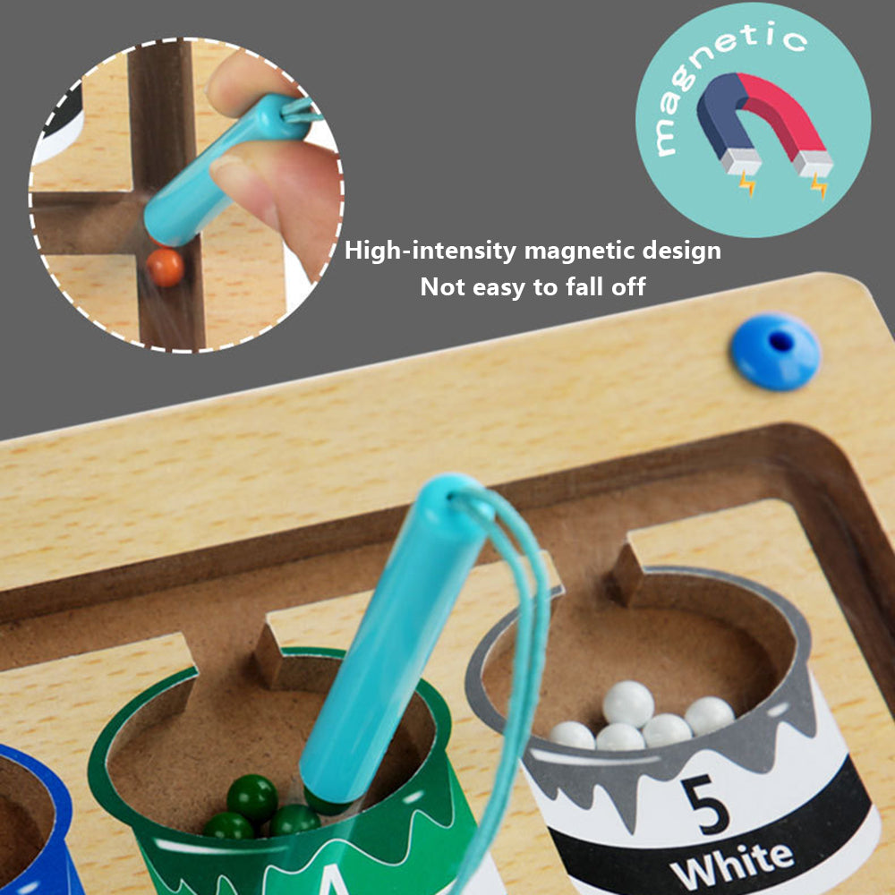 Wooden Magnetic Colorful Beads Number Maze Counting Game Kids Color Recognition Educational Toy