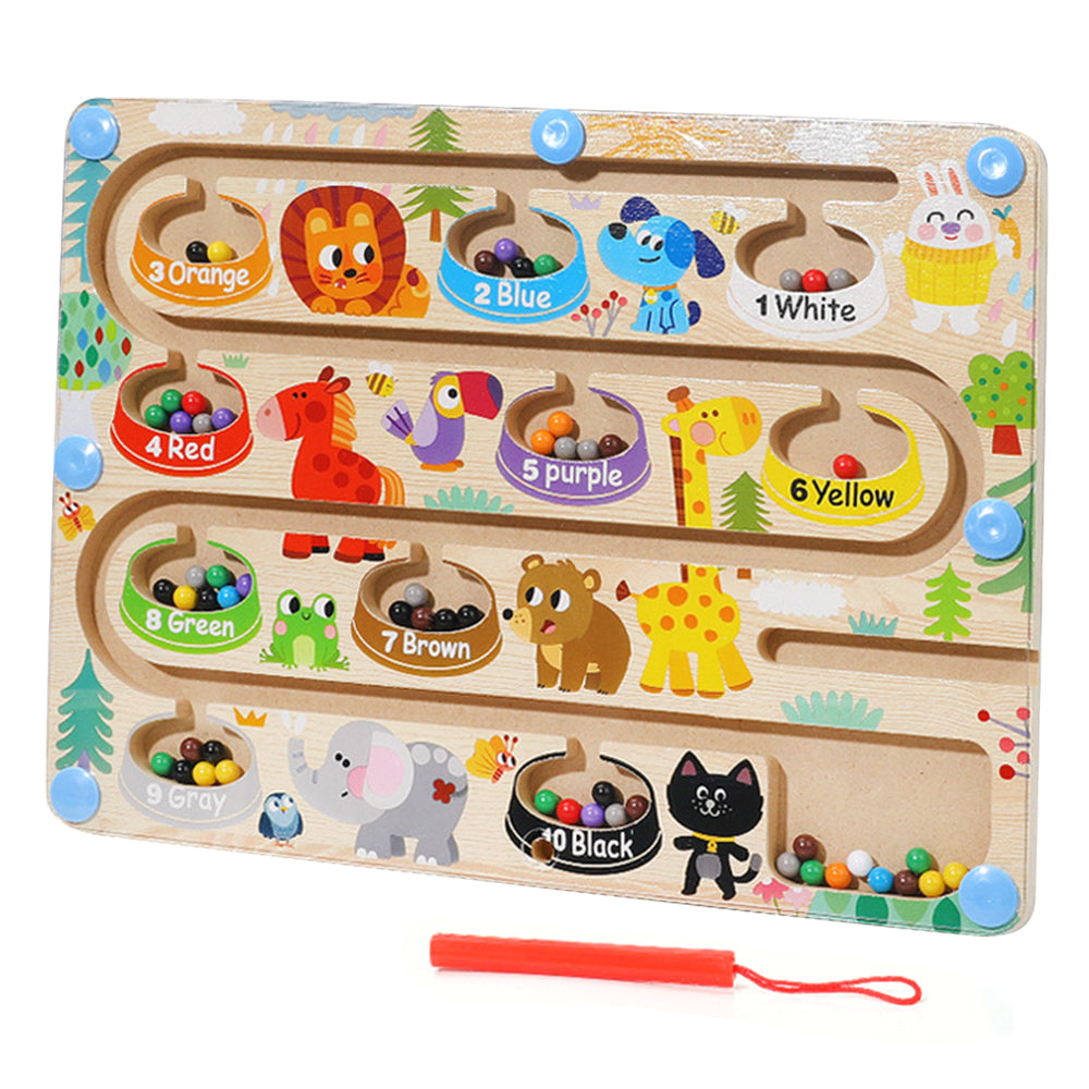 Wooden Magnetic Colorful Beads Number Maze Counting Game Kids Color Recognition Educational Toy