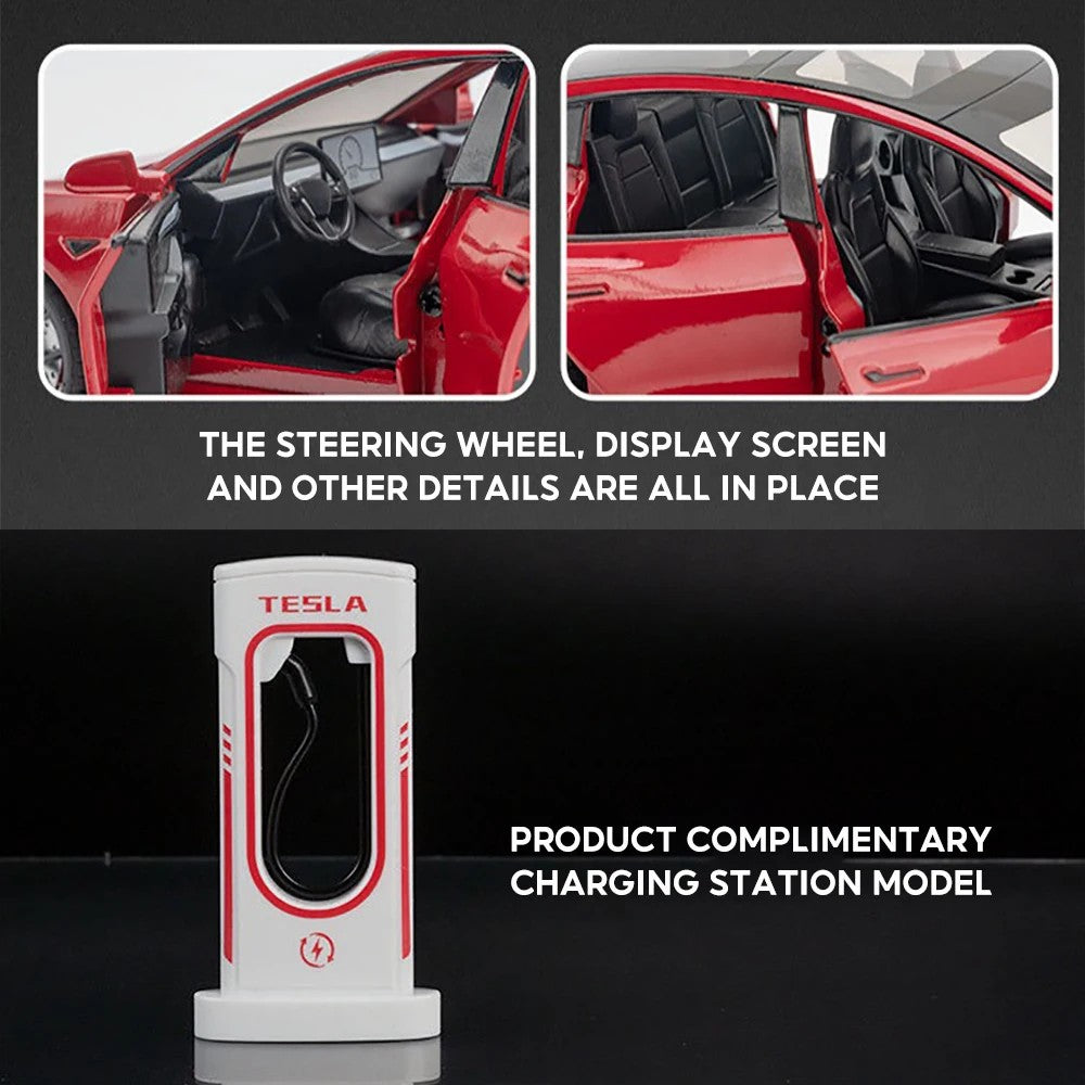 1:24 Tesla Model 3 Alloy Pull Back Car Model Sound Light Boy Toy Car