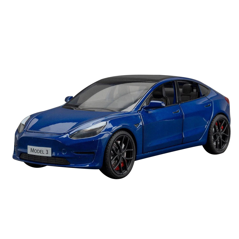 1:24 Tesla Model 3 Alloy Pull Back Car Model Sound Light Boy Toy Car
